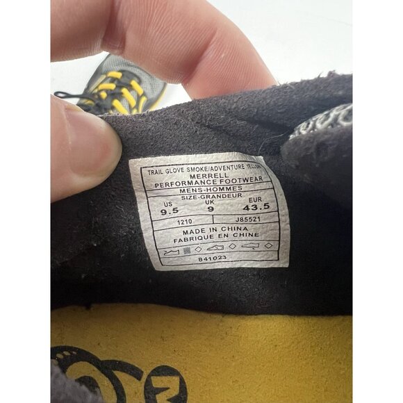 Merrell Barefoot Trail Glove Men 9.5 Shoe Hiking Running Smoke Adventure Yellow - Picture 5 of 6
